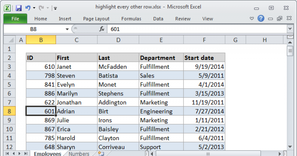 Highlight Every Other Row Excel Formula Exceljet 